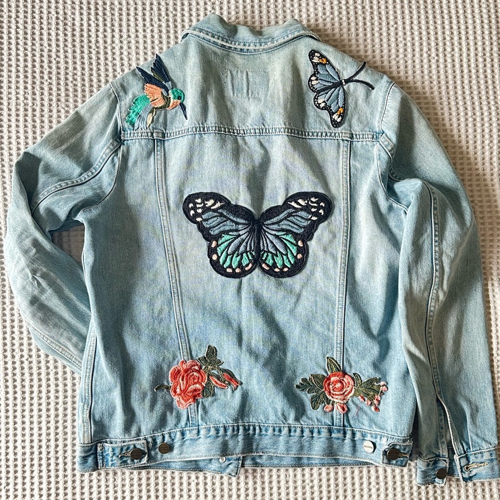 SANCTUARY embroidered denim jacket sz small